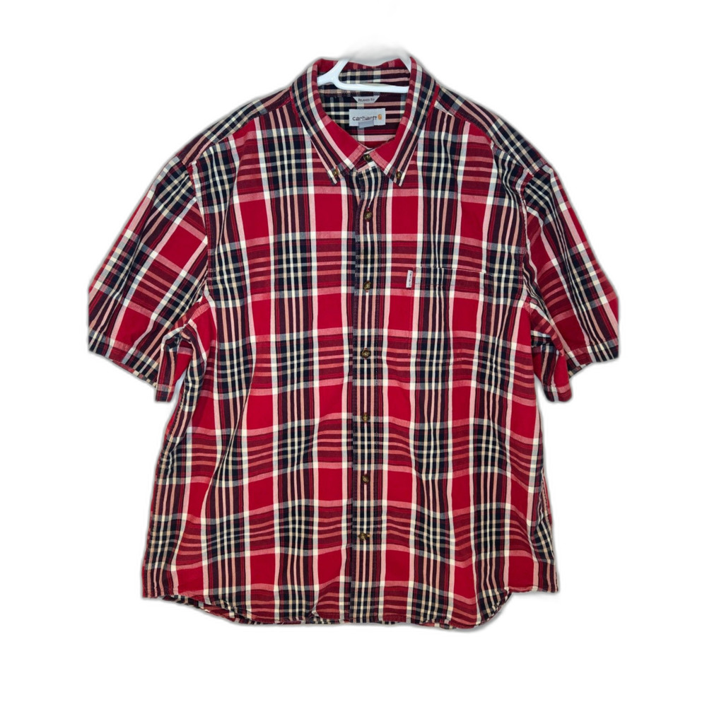 Carhartt Relaxed Fit Plaid Short Sleeve Shirt | Carhartt | Men's Size 2XL | Red